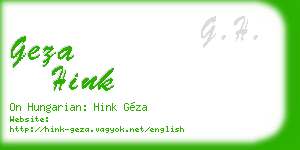geza hink business card
